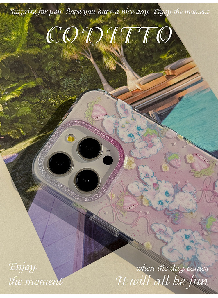 Coditto Phone Case coditto草莓兔兔雙層印花適用iPhone17pro手機殼可愛少女心蘋果16promax15promax創意14pro卡通 ...