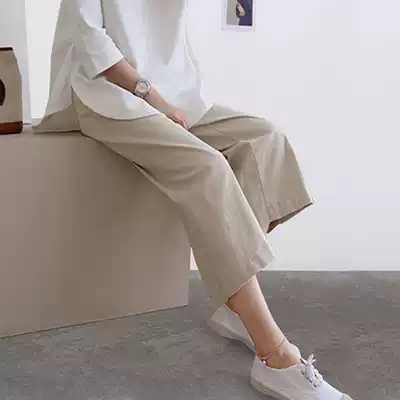 Pregnant women pants summer thin wear loose cotton pants tide mother spring and summer seven points wide feet casual fashion wide leg pants