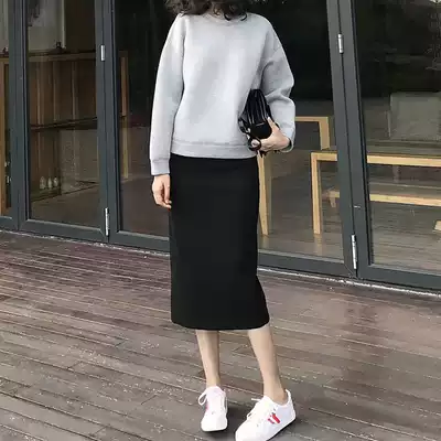 Pregnant women's skirt autumn and winter Korean version of the long version of the hip summer dress one-step skirt fashion tide mother Spring and Autumn belly fashion