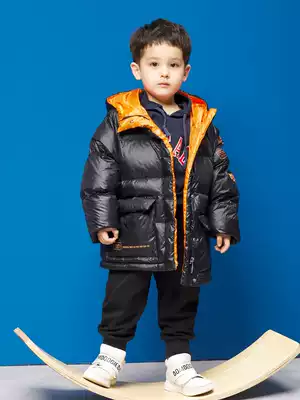 Yalu 2021 new children thick medium and long version of Down jacket boys and girls Middle and big children coat winter clothes