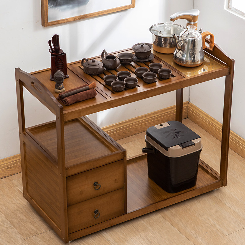 Mobile tea cart home small tea table large tea cabinet simple modern new Chinese Zen tea table tea set integrated
