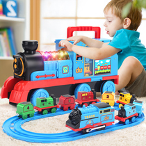 Childrens simulation train track set toy boy car alloy model baby puzzle 3 multifunctional 2 years old