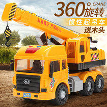 Large crane crane engineering car Childrens boy toy car crane construction site with car excavator model