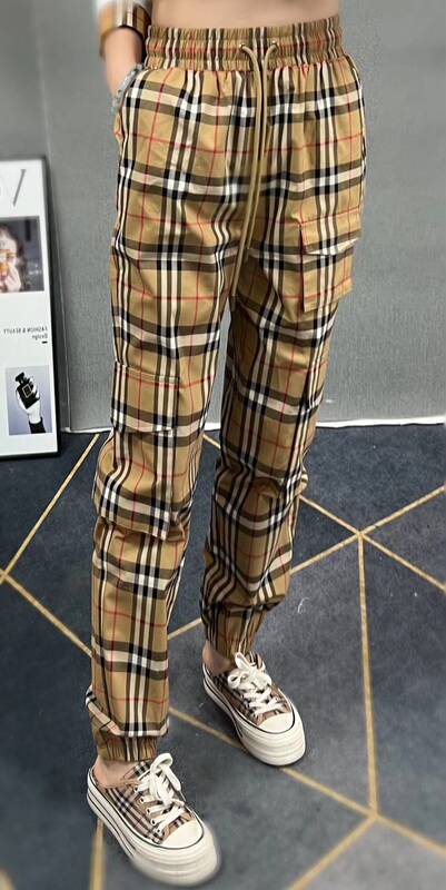 Classic British Style Women's Plaid Casual Versatile Long Pants Cotton Plaid Pants
