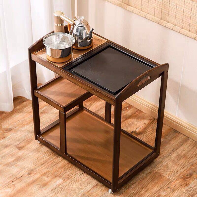 Ujinshi mobile tea cart solid wood bubble tea table small tea table kung fu tea set automatic boiling water set household tea cabinet plate