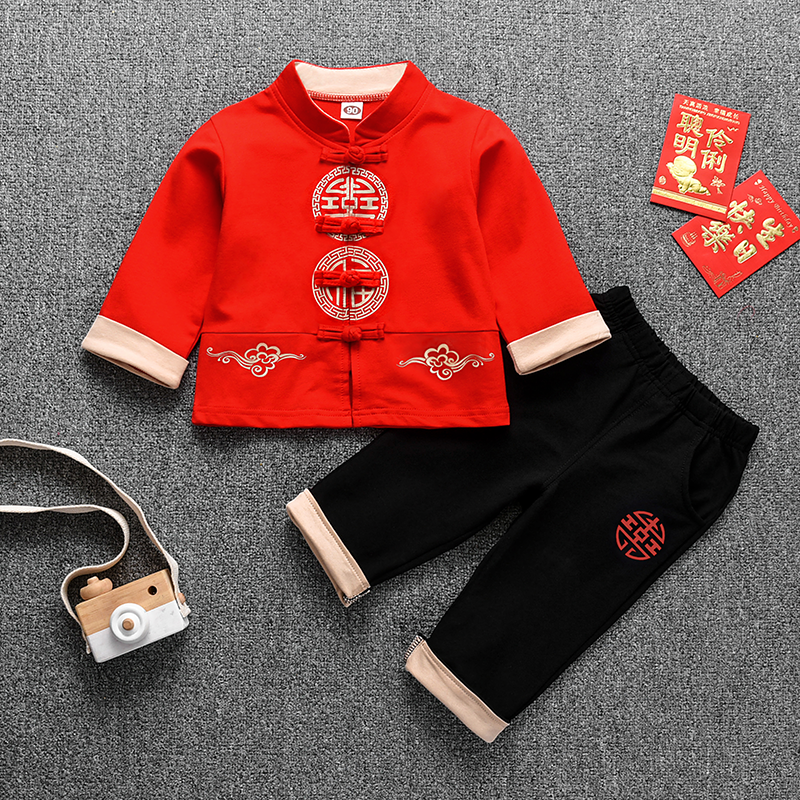 Boy 2 1 1 year old banquet gown male baby Chinese baby catch of the week clothes Hanfu Tangclothing boy suit summer clothes