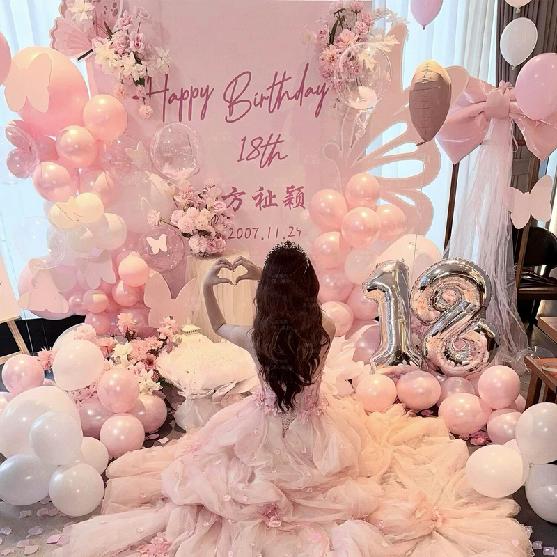 18Th Birthday Decoration Scene Setup Butterfly Kt Board Girl Coming-Of-Age Party High-End Atmosphere Background Wall Decoration