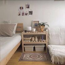 Nordic solid wood bedside storage rack bedside shelf flower rack Korean bedside table room side several narrow bedside shelf
