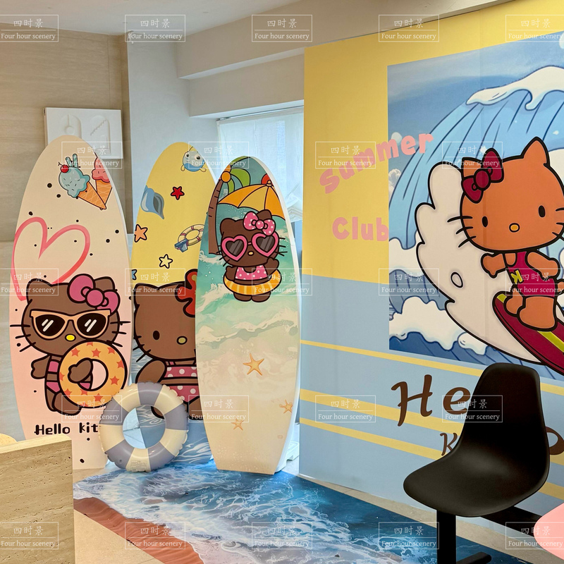 Summer Kitty Cat-Themed Scene Setup Beach Scenery Popular Restaurant Photo Props Surfboard Kt Photo Props Summer Kitty Cat-Themed Scene Setup Beach Scenery Popular Restaurant Photo Props Surfboard Kt Photo Props