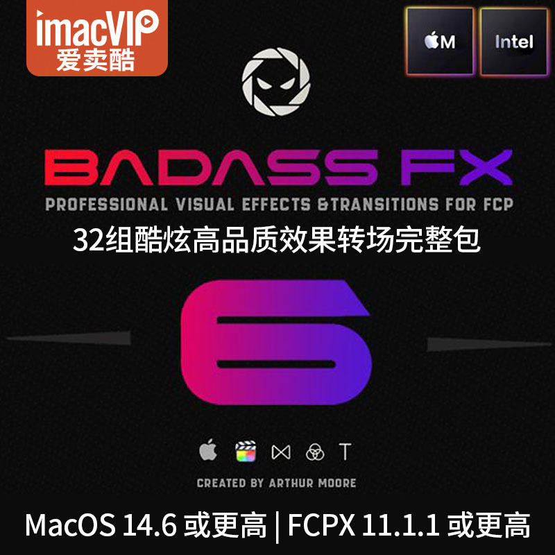 Badass Fx 6 Full Pack Plug-In Fcpx-32 Set of Cool High-Quality Effects and Transitions Complete Package
