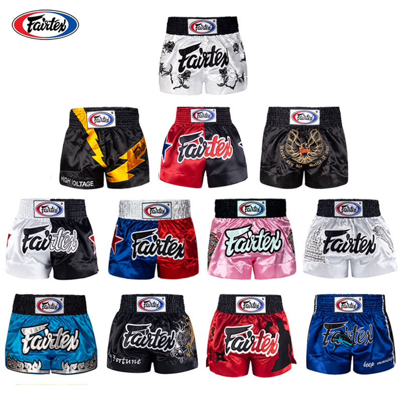 Thai Fairtex Muay Thai Competition Shorts, Sanda Fighting Training, Professional Patterned Quick-Drying Shorts for Men and Women 