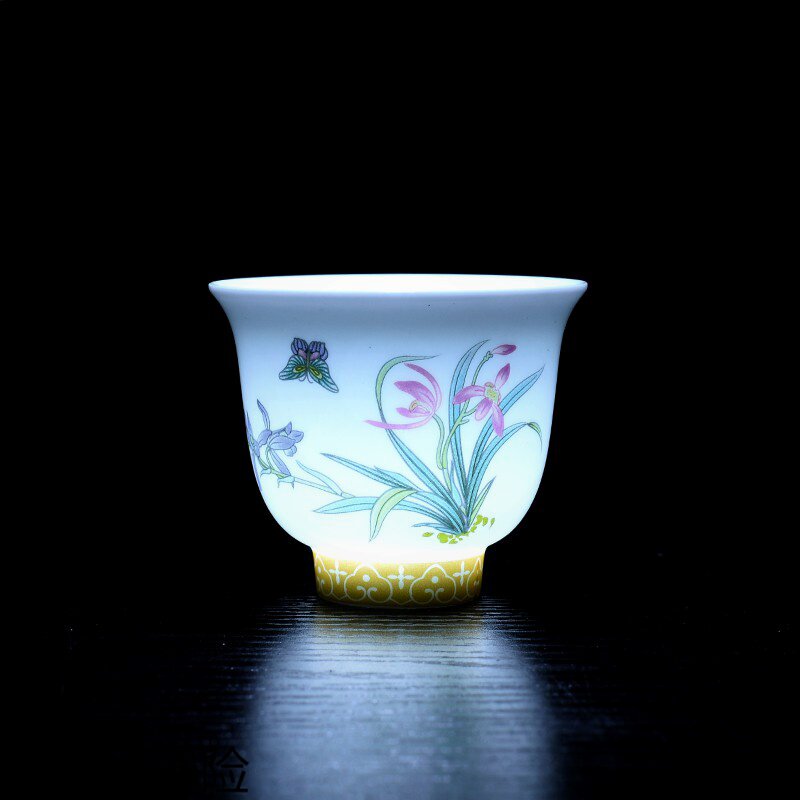 Tea cup ceramic tea set set household twelve flower gods tea box packaging pastel blue and white kung fu tea cup tea cup