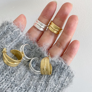European and american style personalized retro exaggerated c-shaped earrings and rings