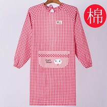 Zhao Yi Apron Kitchen Full Cotton Apron Long Sleeve Hood Clothes Counter Wearing Work Suit Anti Oil Korean Version Fashion Trends Adult Women