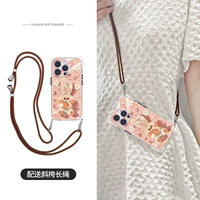 [Картина маслом «Розовый кролик»] Четыре угловых отверстия для шнурка★С длинным ремешком через плечо