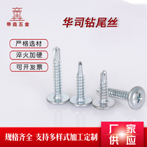 Large flat head Huasi drilling tail nail galvanized self-tapping self-drilling screw color steel tile special dovetail nail M4 2 series