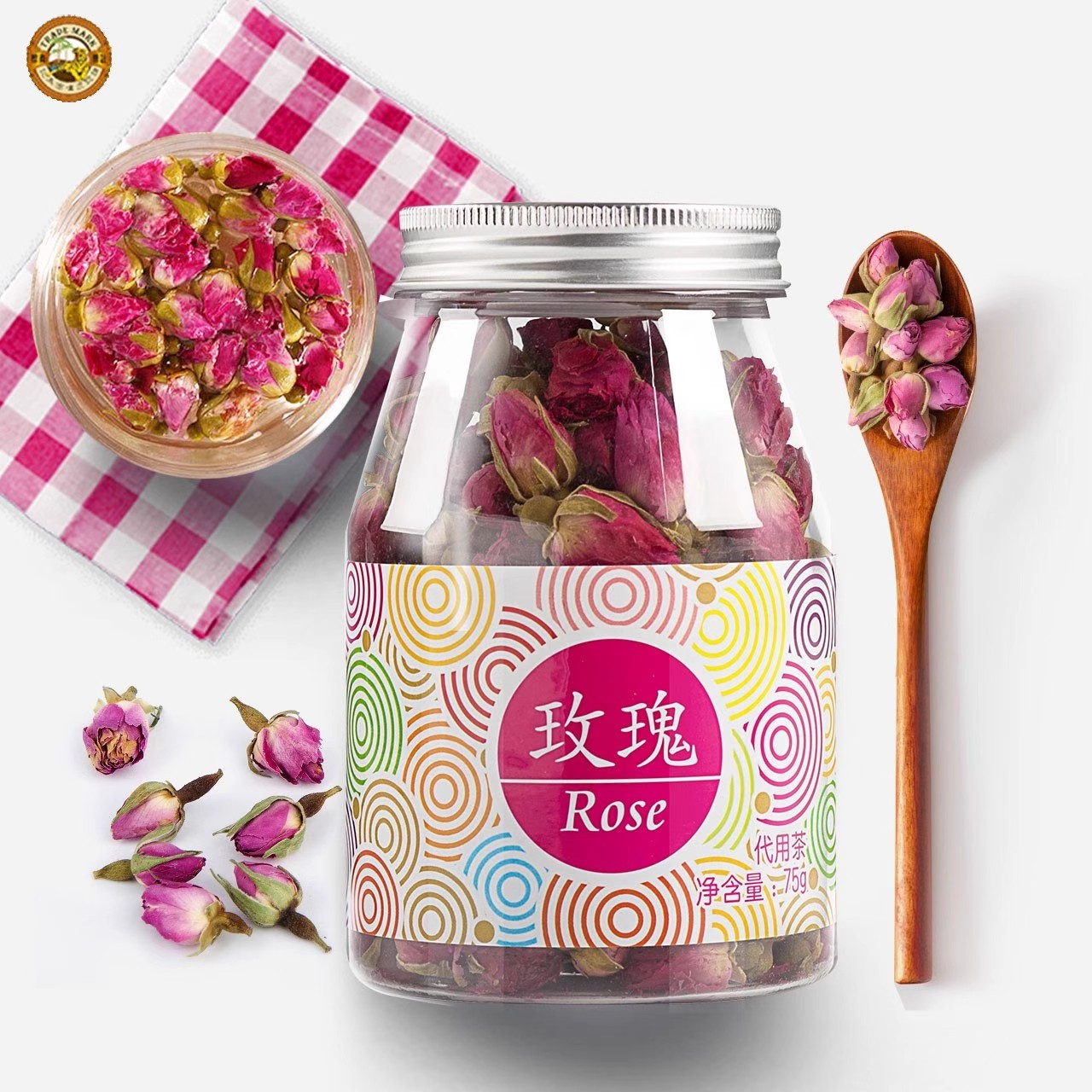 虎标玫瑰花茶75g 玫瑰花草茶玫瑰花茶花茶重瓣红玫瑰花草茶