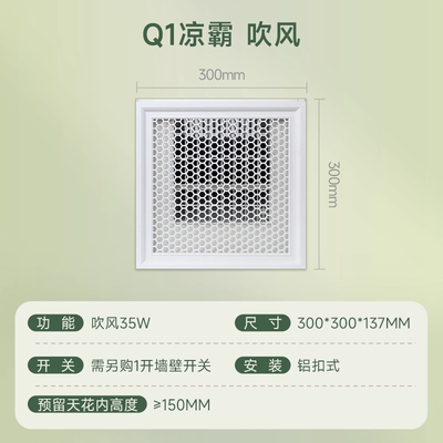 佛山照明厨房凉霸二合一集成吊顶嵌入式专用吹风制冷风扇厨房空调