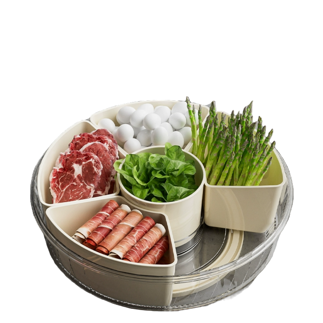 旋转分格火锅配菜盘客厅茶几餐桌酒吧