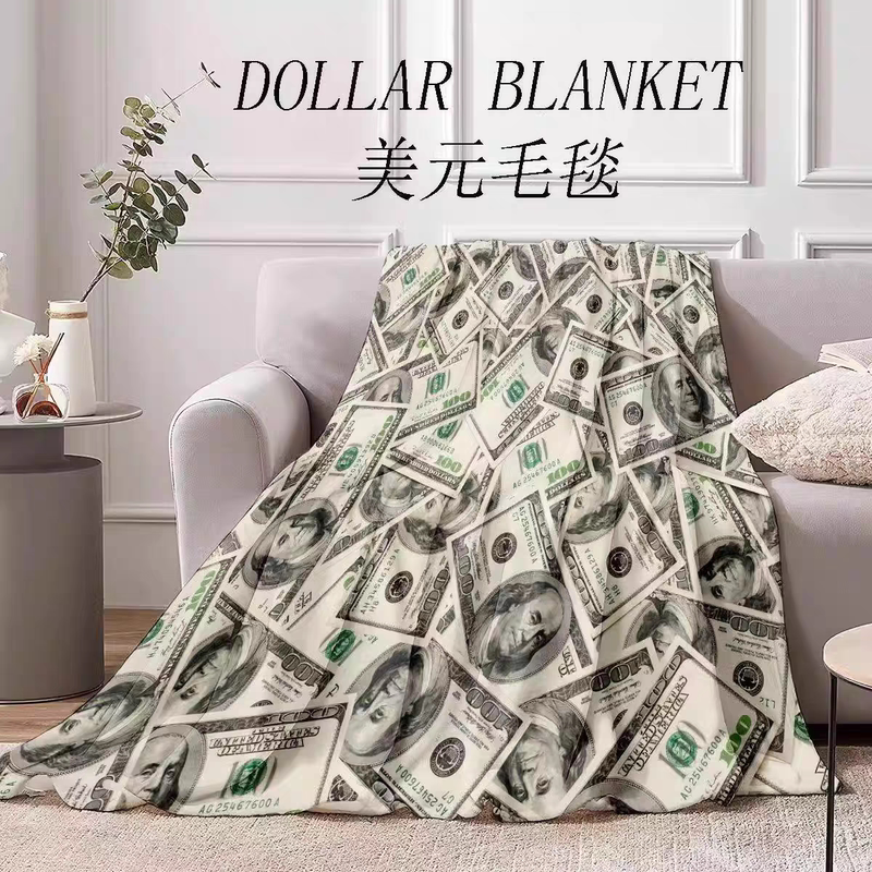 Dollar Bill Blanket Creative Office Nap Blanket Dollar Leg Cover Knee Funny Money Bill Small Blanket