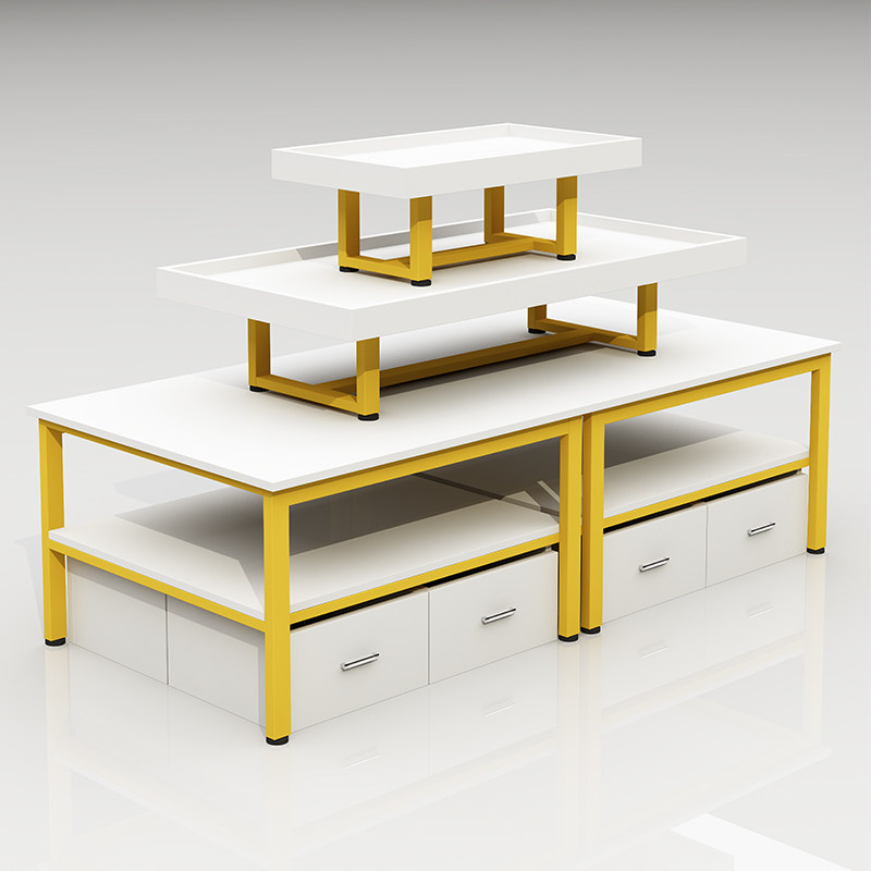 Rectangular Tobacco Hotel Mother & Baby Shop Display Desk Middle Island Cabinet Show Shelves Baking Shop Skin-care Products Commercial Color Makeup Shop White