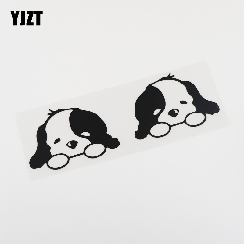 YJZT Car Rear View Mirror Cute Cartoon Dog Decoration Paste Scratch Cover Blocking Waterproof Car Paste HY00027