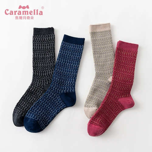 CARAMELLA Однотонные японские носки, средней длины, увеличенная толщина, в корейском стиле