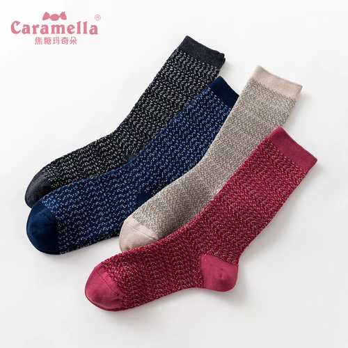 CARAMELLA Однотонные японские носки, средней длины, увеличенная толщина, в корейском стиле