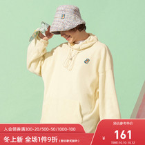 SENCE LA bear fleece collar drawstring couple sweatshirt female spring and autumn loose couple National tide coat man