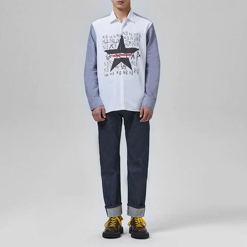 Нил Барретт/Норобенте 20 Осень и Зимняя Звездная Звезда Узор белый длинный