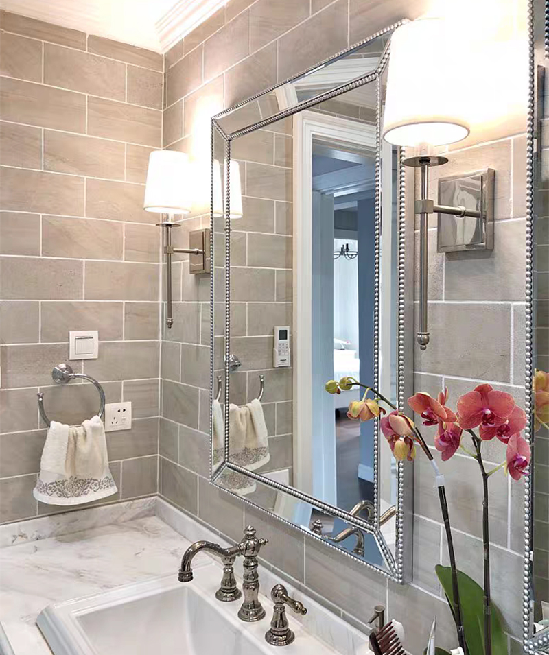 Bathroom mirror toilet mirror square wall-mounted vanity mirror retro porch decorative mirror makeup mirror