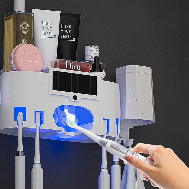 Smart Induction Ultraviolet Toothbrush Sterilizer Germicidal Mug Toothbrush Shelf Set Object Wall-mounted Free Squeeze Toothpaste