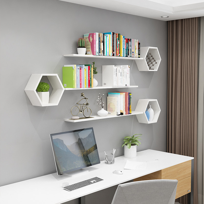 Bookshelf wall shelf wall hanging wall storage cabinet bedroom wall creative lattice living room wine rack hanging cabinet wall cabinet