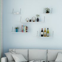 Punch-Free plate rack TV Wall bedroom wall wall bookshelf decoration hanging wall simple creative one-character partition