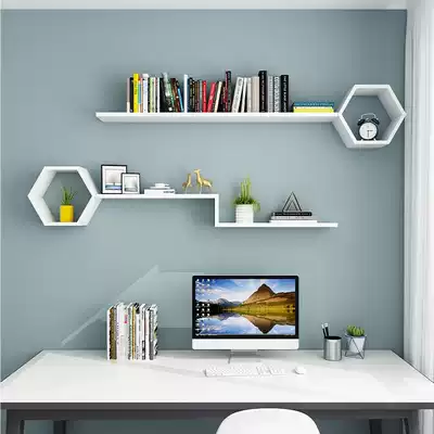Living room wall decoration bookshelf wall shelf bedroom bedside partition wall-mounted simple storage creative grid