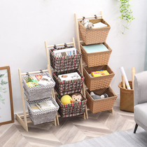 Living room snack rack Net red good things multi-layer hanging basket storage rack fruit toys storage solid wood storage rack