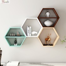 Honeycomb creative lattice restaurant wall shelf non-perforated bedroom study wall hanging living room background wall decoration cabinet
