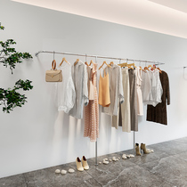 Stainless steel clothing store display wall floor womens clothing store shelves shelf the bending drawing clothing rack