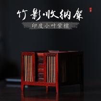 Indian Small Leaf Purple Sandalwood Bamboo Movie Series Containing Rack Home Swing Piece Wenfang Supplies Tenon and mortise Structure Wen Play Collection