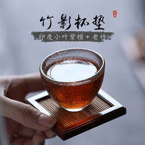 Indian Small Leaf Purple Sandalwood Bamboo Film Tea Cup Cushion Tea Darling Suit Chinese Kongfu Tea Heat Insulation Mat Red Wood Tea Cup Tomat