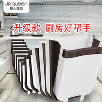 Kitchen trash can hanging folding household cabinet door hanging large dry and wet sorting bucket car garbage storage bucket