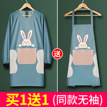 Long sleeve apron home kitchen cooking waterproof oil resistant cute female 2021 new male overalls adult gown