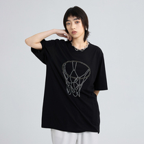 NEW EMPIRE national tide original loose T-shirt men and women tide card hot diamond basketball frame 2021 NEW couples ins