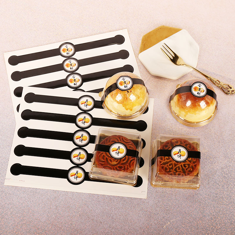 100 pieces in black hand-painted strip egg yolk crisp with mooncake adhesive sticker plastic suction box fixed patch-Taobao