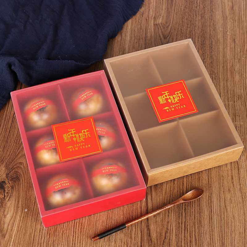 Mid-autumn mooncake egg yolk puff pastry packaging box empty box 4 6 grains 80 g 8 kraft paper box wholesale gift box custom 2