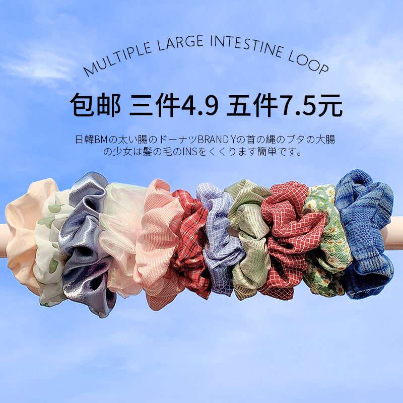 jennie same inns net red bm pig large intestine cute hair ring female silk sweet hair with fattening port wind hair ring