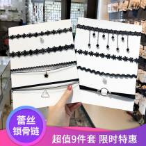 Black simple temperament ins cold wind neck chain necklace female choker Joker neck chain pendant female collar jewelry
