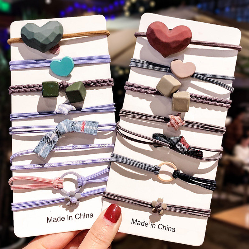 2020 new temperament brief wind grown-up head flower ornament hair ring mesh red female zezhor hair rubber band leather headgear