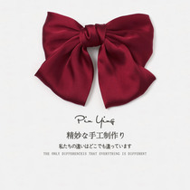 Red big bow hairclip jk Net red hair ornaments Zhou Yangqing with ribbon hair card Super fairy hair headgear Black