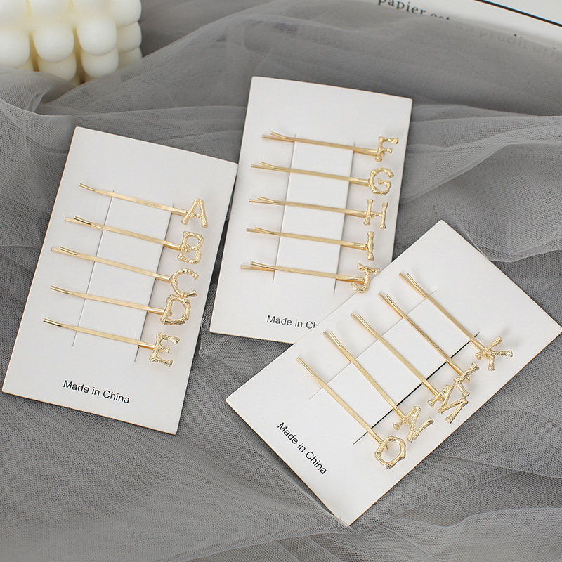 South Korea can match its own name hairpin clip Alphabet Clip Side Clip Side Lipped Hair Clip Metal